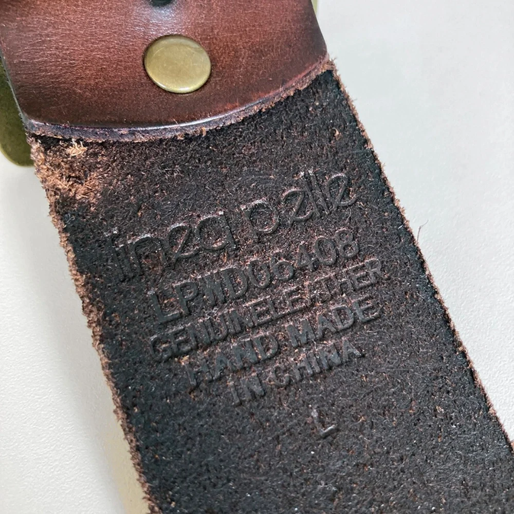 Linea Pelle Brown Multi-Strap Leather Belt with Brass Buckle